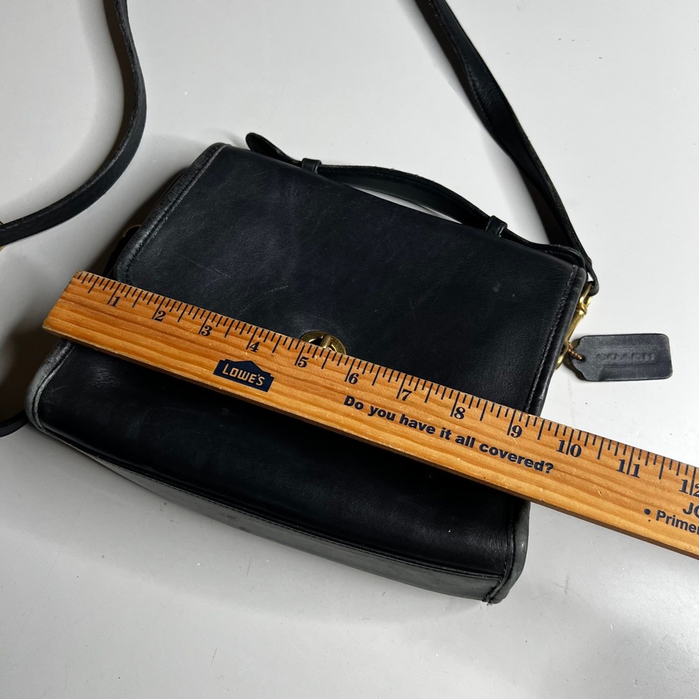 Vintage Coach Regina Bag 9983 Black Leather Crossbody Turnlock Top Handle USA - Picture 7 of 11